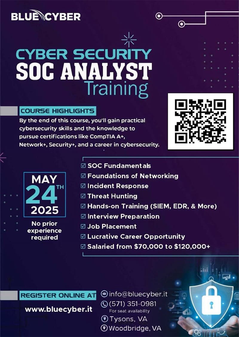 SOC Analyst Training at Blue Cyber