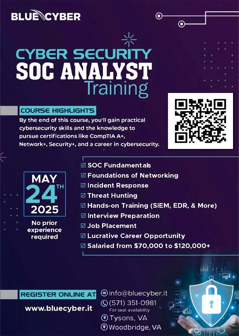 SOC Analyst Training at Blue Cyber